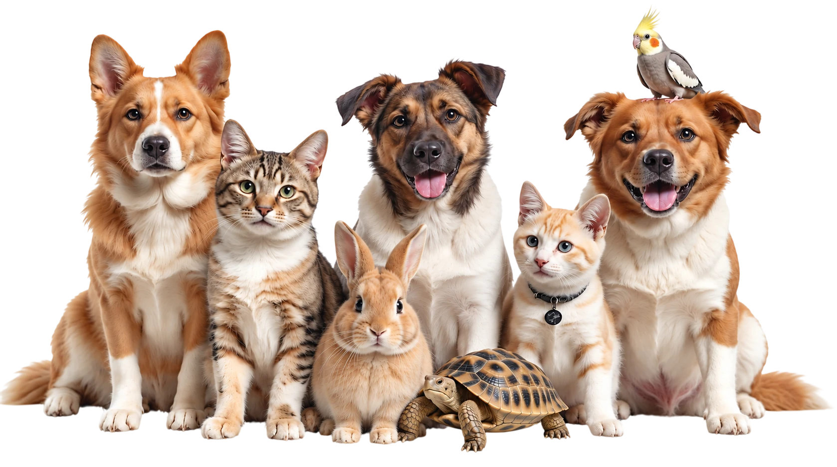 Köpek, kedi, tavşan, kaplumbağa ve kuş — klinik ailemizin can dostları
